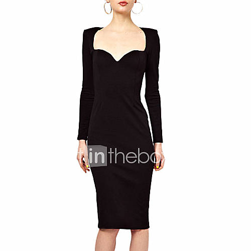 MS Fashion Black Elegant Long Sleeve Dress
