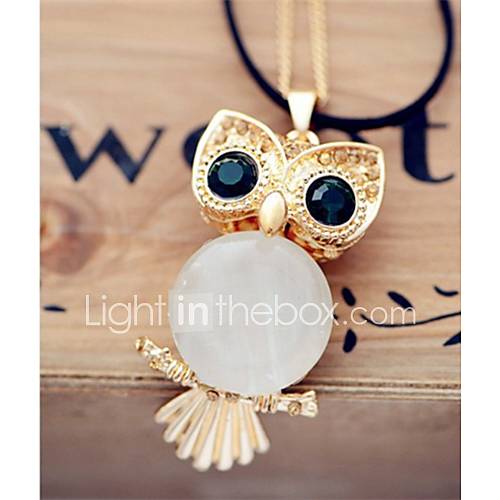 Yiyi Womens Fashion Opal Owl Long Sweater Chain Necklace (Screen Color)