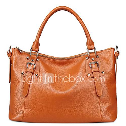 Womens 2014 Shopping Ladys Genuine Grain Leather Shoulder Handbag Linning Color on Random