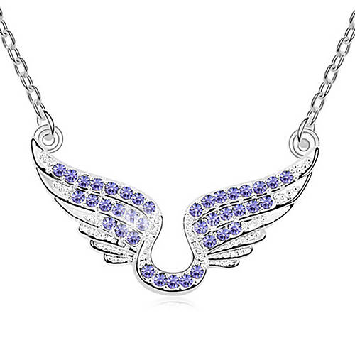 Xiaoguo Womens Fashion Cupid Wings Crystal Necklace(Screen Color)