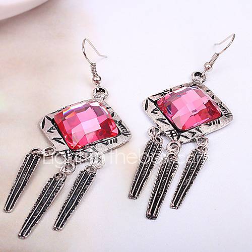 Shining Alloy Diamond Vintage Earrings (Red)