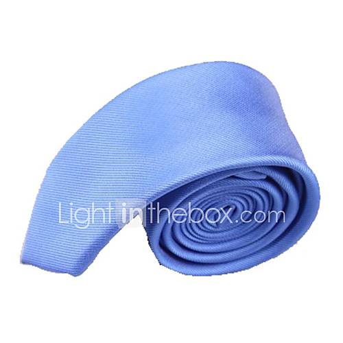 Mens Solid Colour Blue Narrow Microfibre Necktie