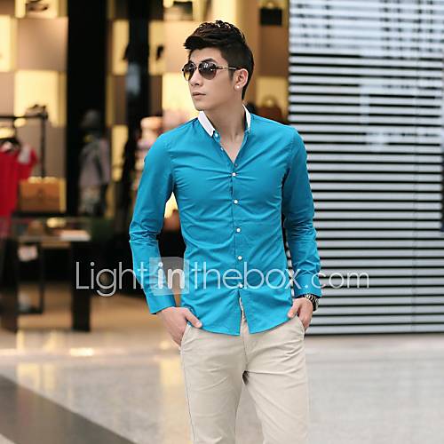 Mens New Spring Casual Long Sleeve Shirt