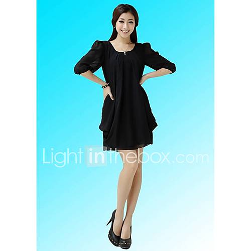 Womens Slim 3/4 Sleeve Chiffon Dress