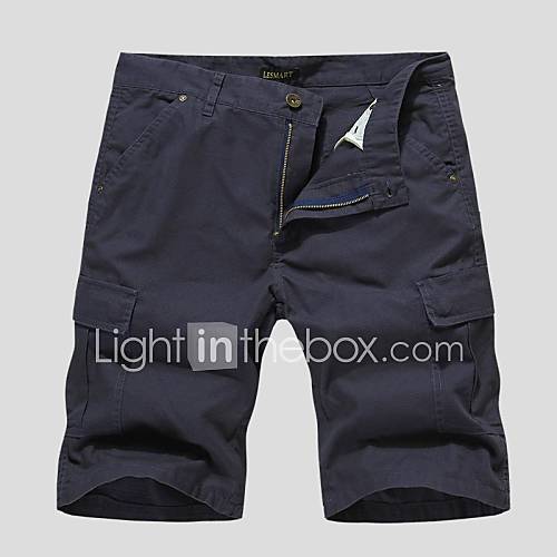 Mens Straight Solid Color Pocket Shorts