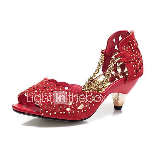 MLKL Diamond Waterproof Sandals Fish Head With Hollow Thin Heel Red Shoes In 301