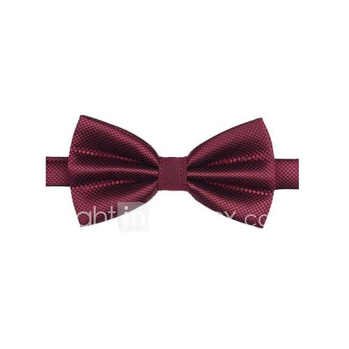 Mens Fashion Solid Colour Wine Red Bowtie