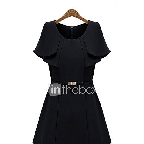 SNY Womens Fashion Black Sheath Dress With Belt