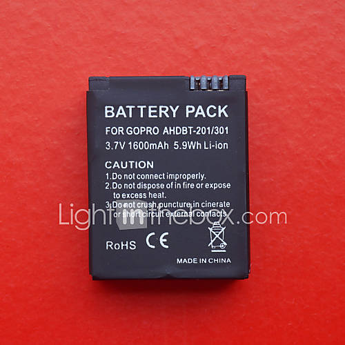 Professional Spare 1600mAh Battery For GOPRO Outdoor Sport Cameras (Black)