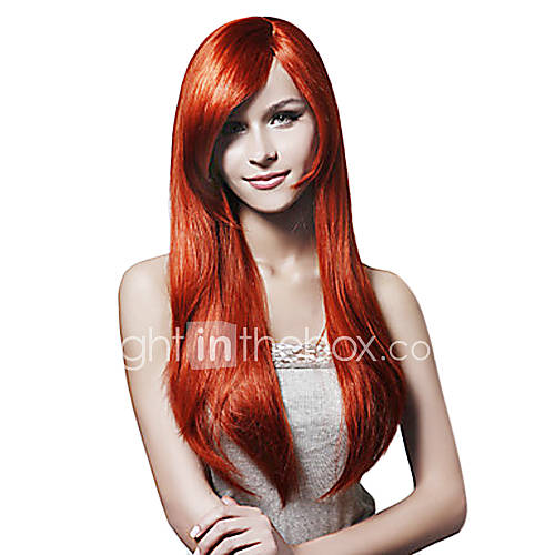 Fancy Ball Capless Synthetic Party Wig Claret red Devil Cospaly Wig Side Bang