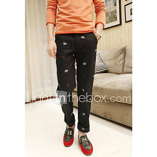 Mens Leisure Embroidery Casual Pants