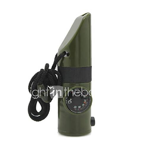 6 in 1 Multifunction Outdoor Emergency Whistle w/ Compass / LED Flashlight / Thermometer   Green