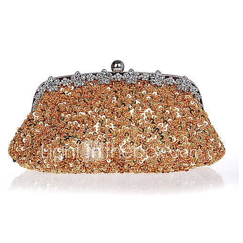 Kaunis WomenS Fashion Diamond Beaded Evening Bag(Gold)