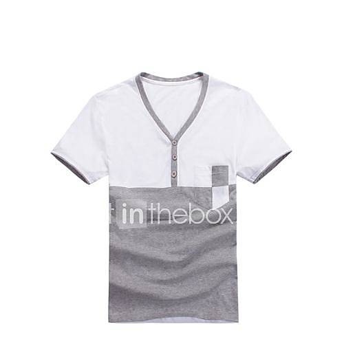 Mens V Collar Korean Version Short Sleeve T Shirt