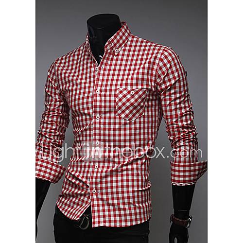 MSUIT Fashion MenS Plaid Shirt Z9114