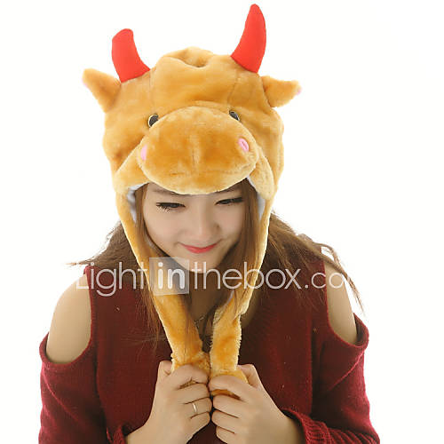 Unisex Endearing Brown Ox Warm Fuzzy Kigurumi Aminal Beanie