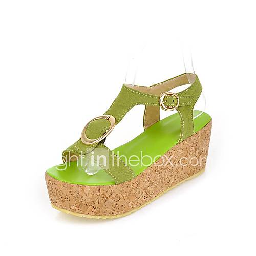 Faux Leather Womens Platform Open Toe Sandals with Buckle Shoes(More Colors)