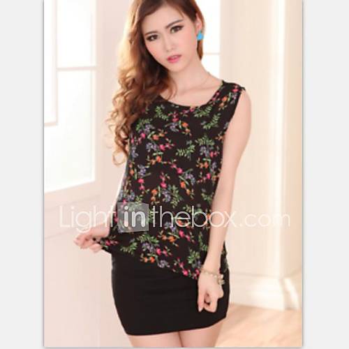 Womens Summer New Chiffon Vines Print Vest