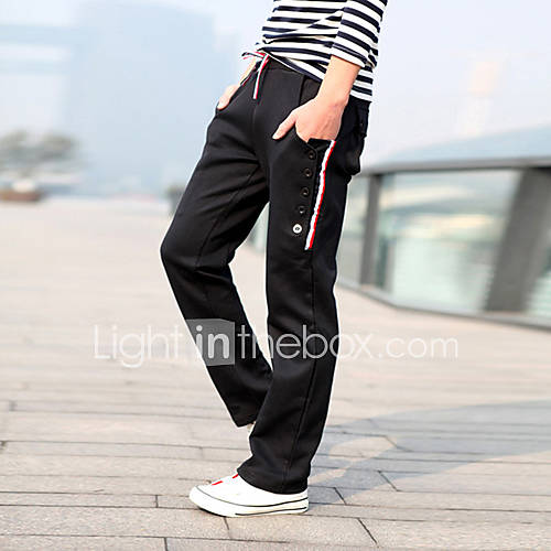 Shishangqiyi Listing Hypotenuse Button Design Fashion Casual Sweatpants(Black)