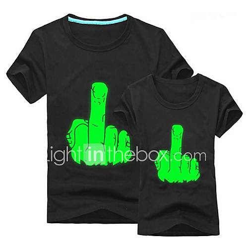 Mens Luminous T Shirt Middle Finger Clothing Lovers Short Sleeve Fashion Personality Mens Top