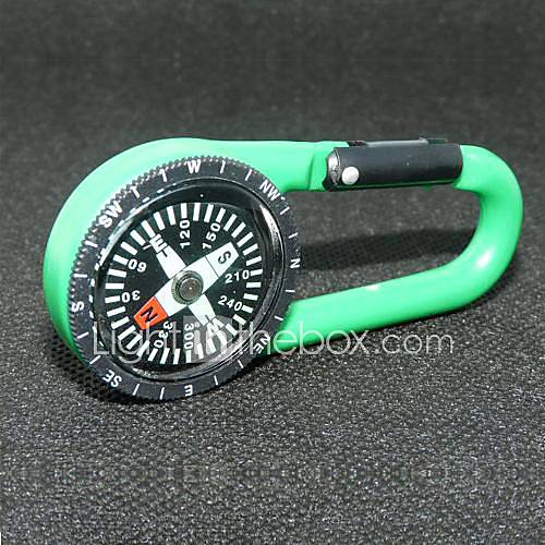 Outdoor Portable Plastic Carabiner Compass   Green