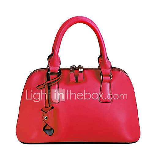 Global Freeman Womens Fashion Free Man Simple Solid Color Leather Shell Bag(Red)