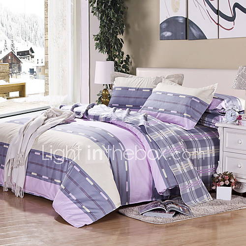 SINUOER Cotton Twill Four Piece Bedclothes Scotland(Screen Color)