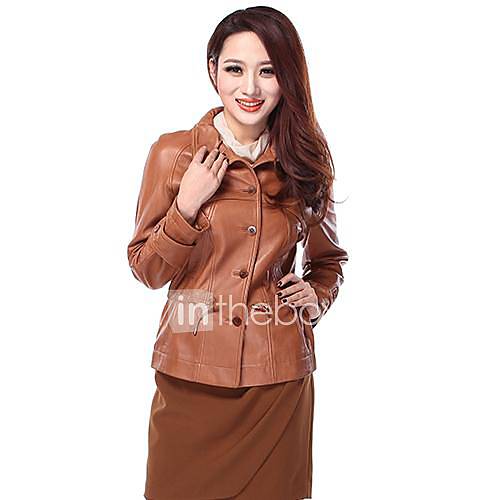 Cerel Round Elegant Sheepskin Leather OL Jacket