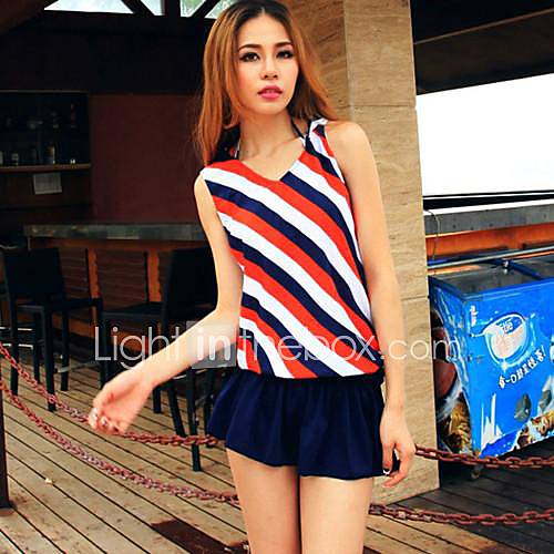 Womens Popular Fashion Chromatic Stripe Sexy Style Nylon and Spandex Four Pieces Bikini