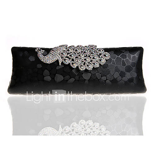 Jiminy Womens Top Grade Peacock Evening Clutch Bag(Black)