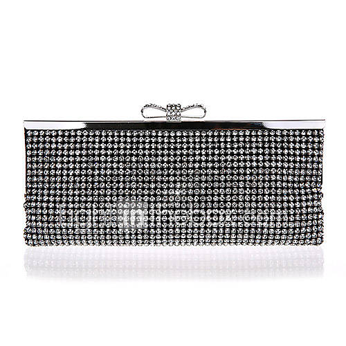 Jiminy Womens Diamonade Top Grade Evening Clutch Bag(Black)