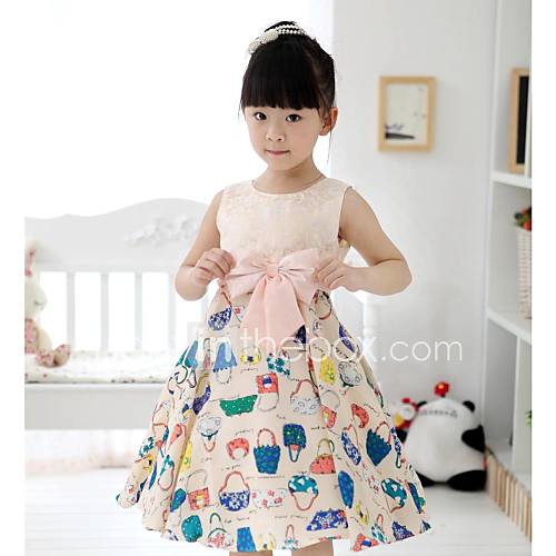 Girls Chiffon and Cotton Bowknot Princess Dress