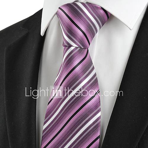 Tie New Striped Purple JACQUARD Mens Tie Necktie Wedding Party Holiday Gift