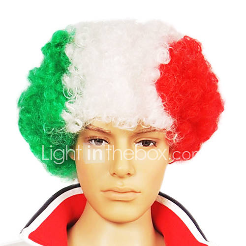 Capless Football Fans Party Wig(Italian Flag Colors)