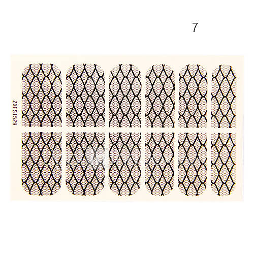 12PCS Net Shape Black Lace Nail Art Stickers NO.7