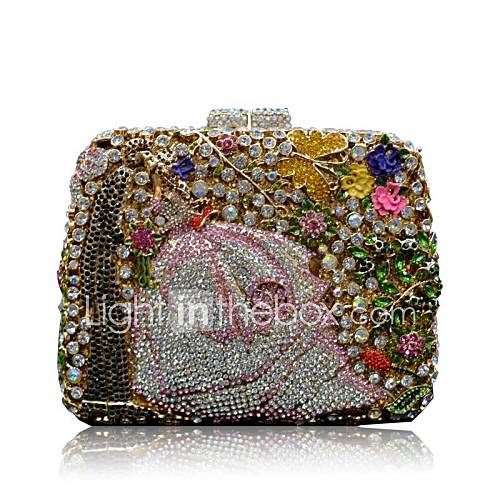 Womens Lovers Pattern with Full Austria Rhinestones/Diamonds Evening Clutch Bag