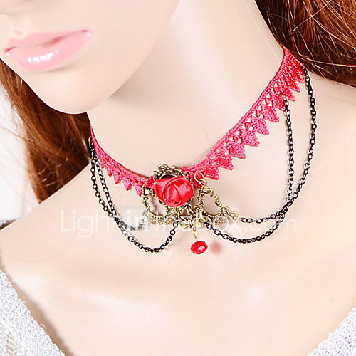 OMUTO Fashion Lace Quality Beautiful Princess Original Necklace (Red)