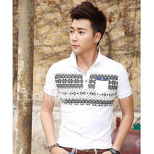 Senyue Mens Slim Fit Korean Short Sleeve T Shirt (White)