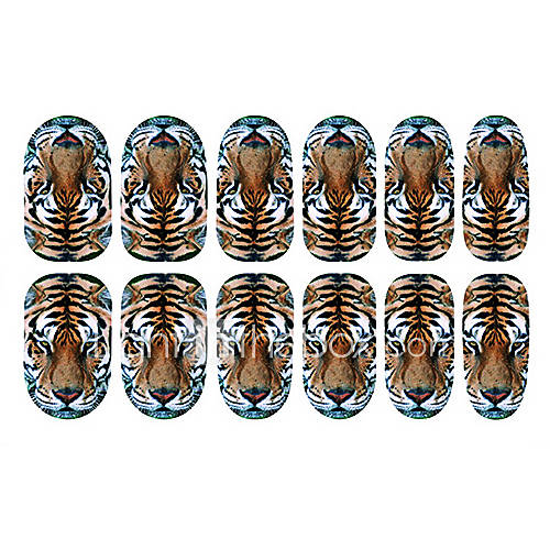 12PCS Tiger Pattern Luminous Nail Art Stickers