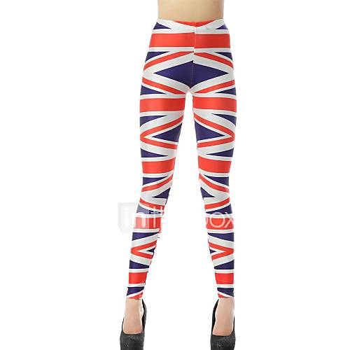 Elonbo Surrounded By Red Stripe Style Digital Painting Tight Women Leggings