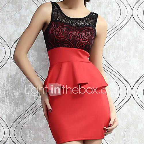 Womens Terrific Paisley Lace Peplum Dress