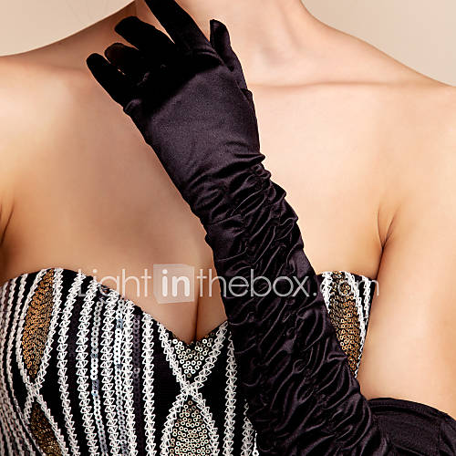 Satin Bridal Fingertips Opera Length Gloves (More Colors Available)