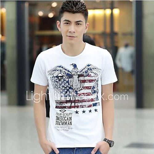 Mens Summer Round Neck Casual Short Sleeve Printing T shirt(Acc Not Included)