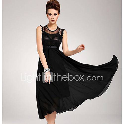 Womens ChiffonLace Matching Show Thin Dress