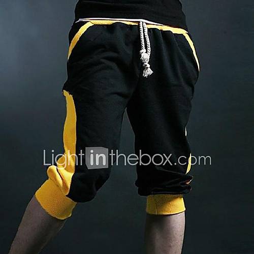 Mens Fashion Casual Cropped Contrast Color Sports Shorts