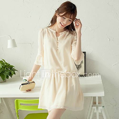 Jingpin Mid Sleeve Loose Waisted Temperament Dress