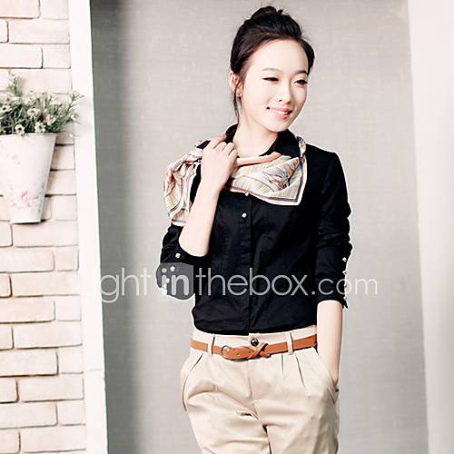 Veri Gude Womens Fashion Bodycon 100% Cotton Korean Black Shirt