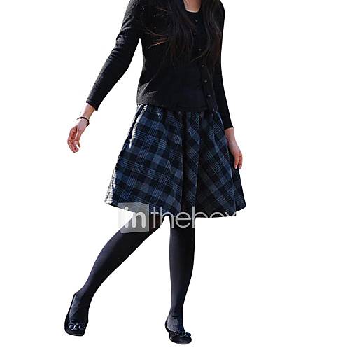 Womens Plaid WooL Casual Black Middle Skirts