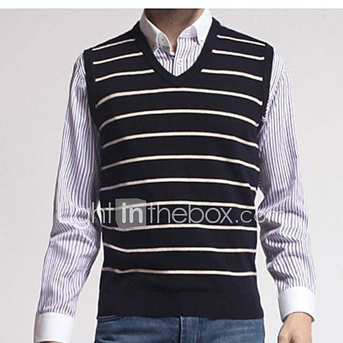 Mens V Neck Leisure Stripe Vest