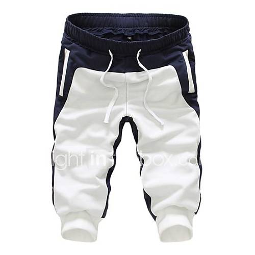 Mens Leisure Pure Cotton Contrast Color Pants